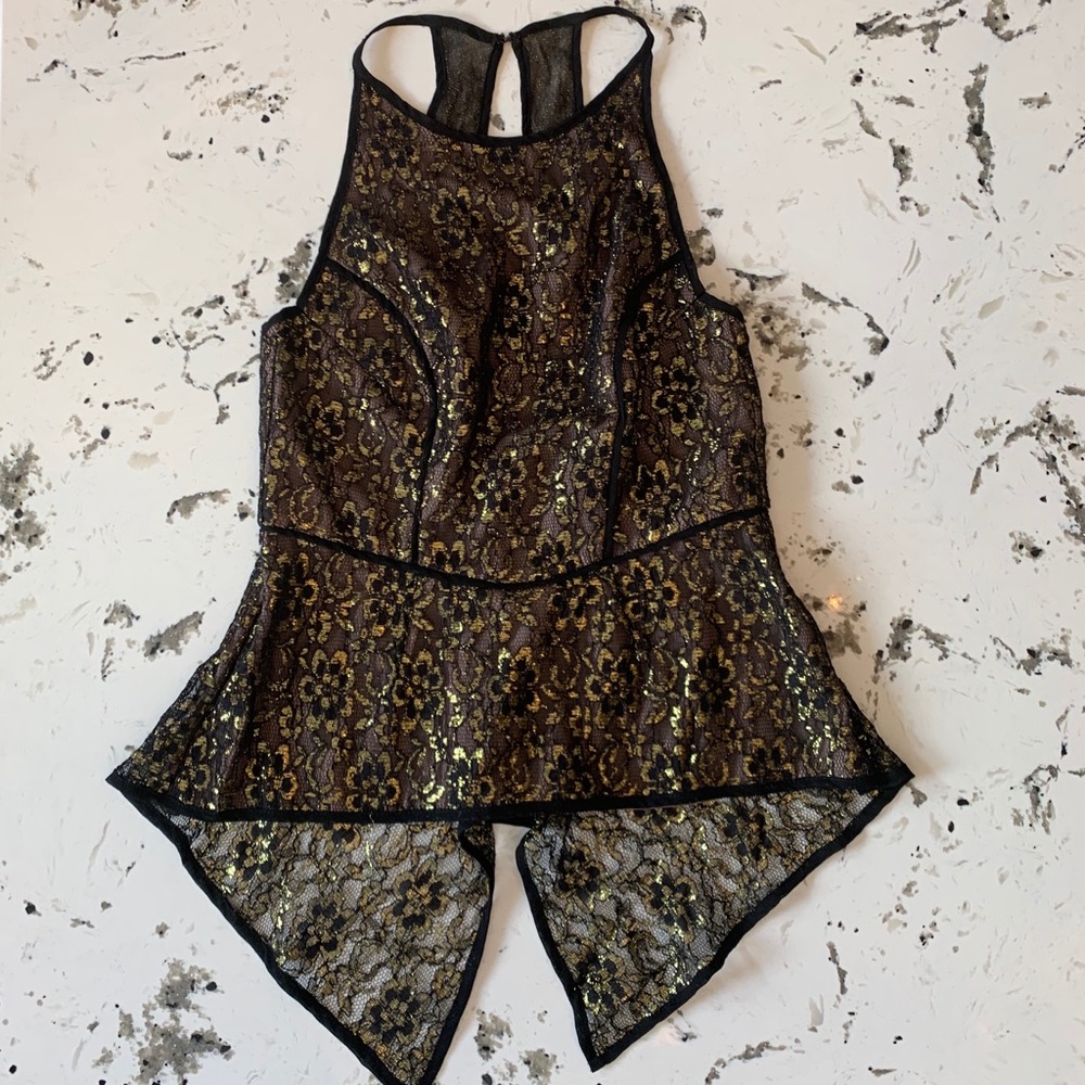 BLACK & GOLD PEPLUM TOP⭐️
